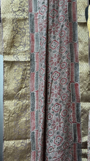 Dola Silk Ajrakh - Light Mocha Brown