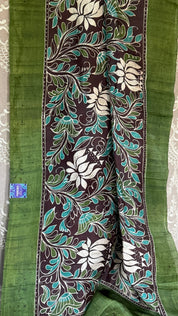 Bishnupur Silk Batik Soru Tuli -  Green Brown
