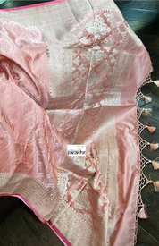 Pure Silk Mashru Banarasi- Dusty Pink