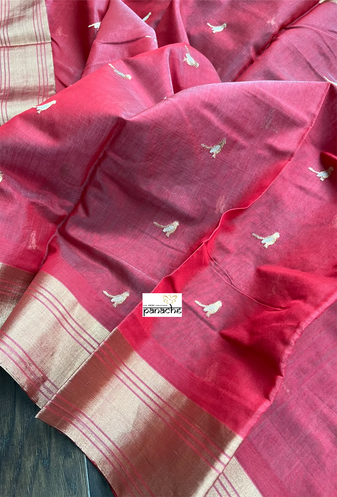 Chanderi Silk Cotton - Raspberry Red Woven