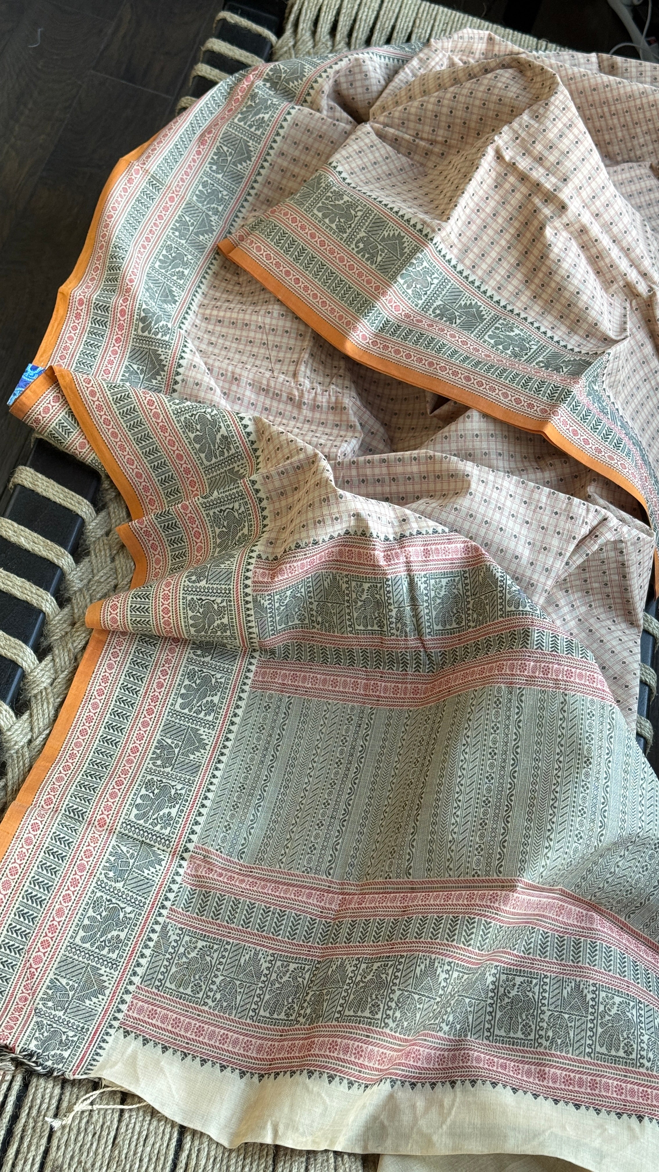 Kanchi Cotton Handloom - Marble Peach