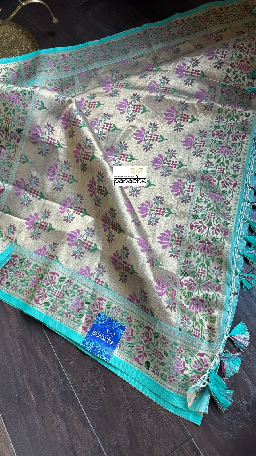 Soft Silk Banarasi - Aqua Green Tilfi Woven