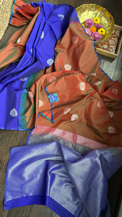 Soft Silk Kanjivaram - Brown Blue Tanchui Patli Pallu