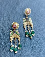 Earring 925 Silver- Statement Gold tone Dancer