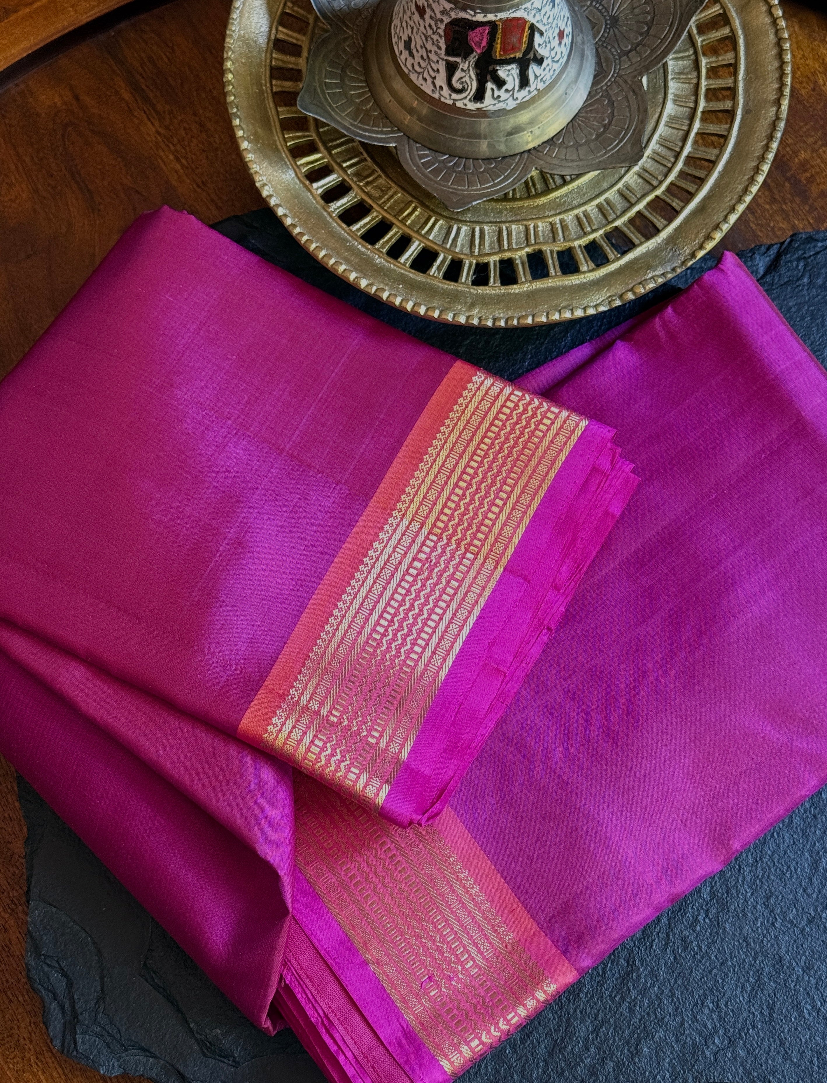 Pure Silk Kanjivaram 2 Gm Zari - Magenta Gold Zari