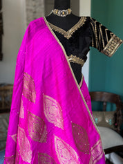 Designer Velvet Blouse - Black Gold Zari