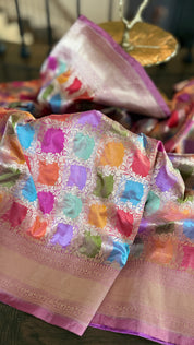 Pure Silk Banarasi - Thulian Pink Multi Color