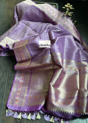 Pure Silk Brocade Banarasi - Purple Antique Zari Kadwa