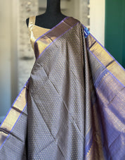 Pure Silk Kanjivaram - Grey Violet 2g Pure Zari Bridal Saree