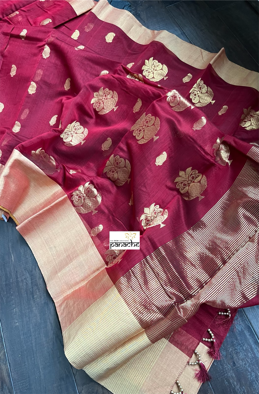 Chanderi Silk Cotton - Red Paisley Woven