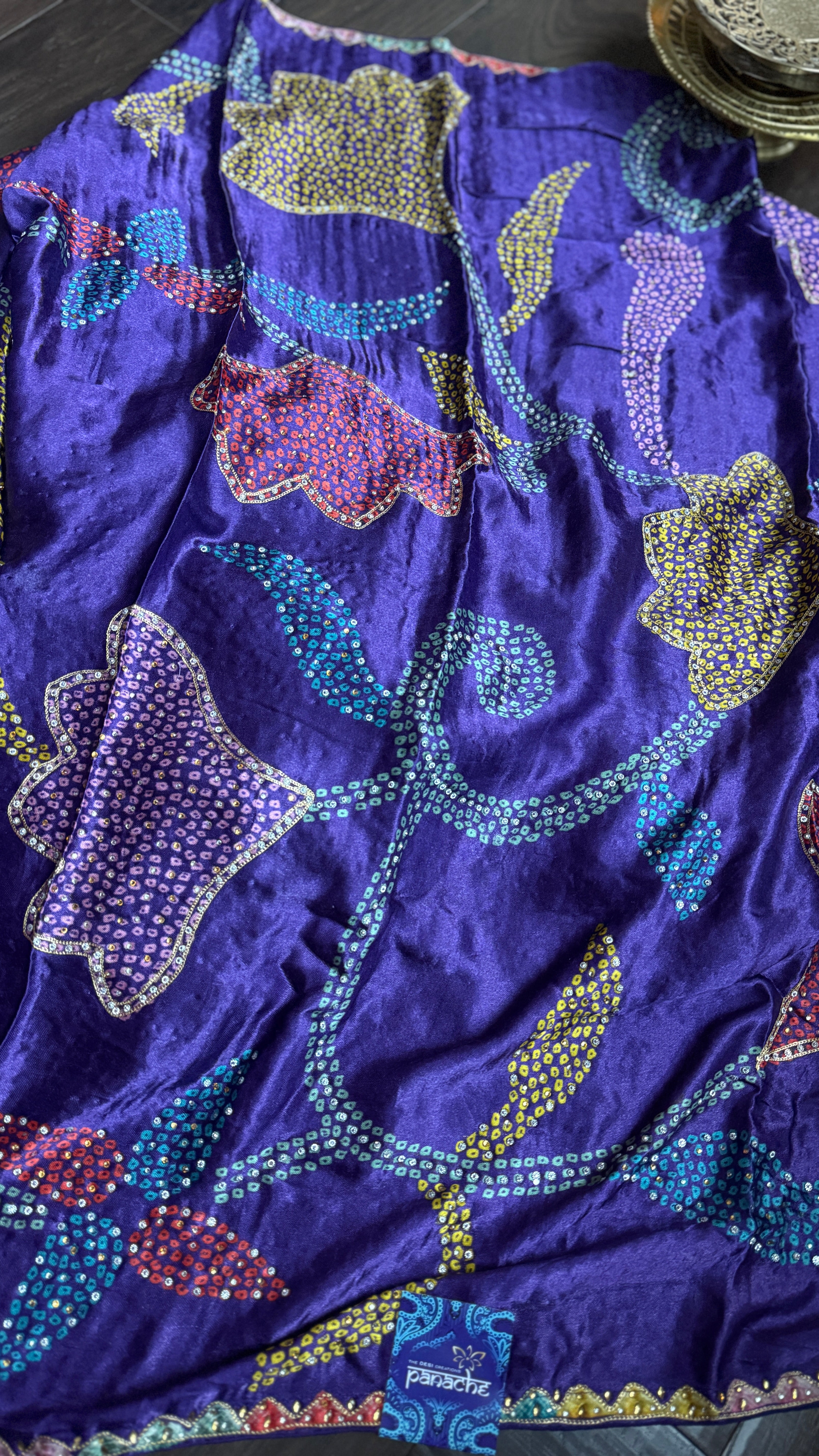 Designer Modal Silk Sequin - Purple Multi Color