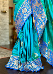 Pure Silk Banarasi - Sea Green Dual Shaded