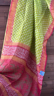 Pure Murshidabad Silk - Lime Green Printed