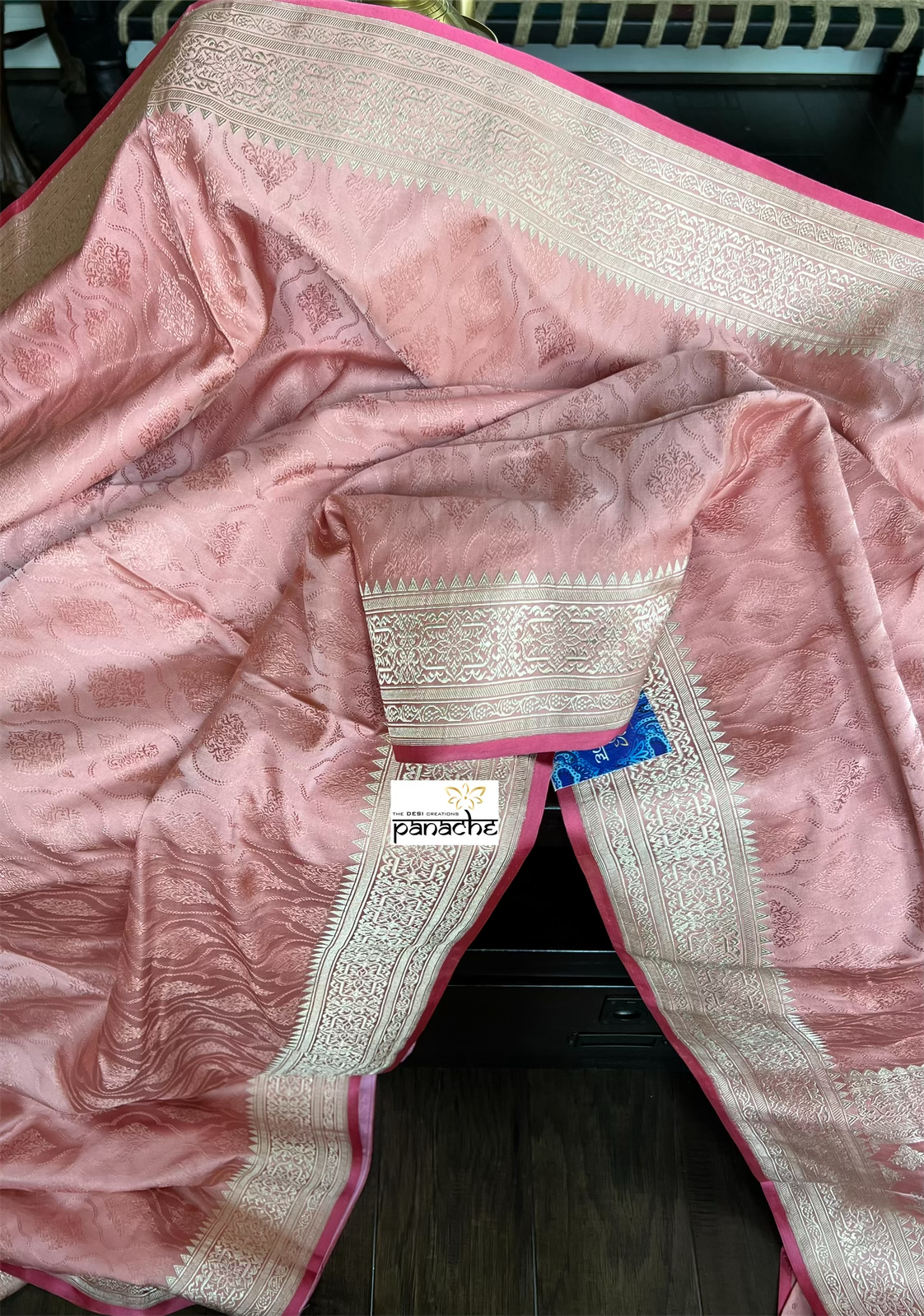 Pure Silk Mashru Banarasi- Dusty Pink