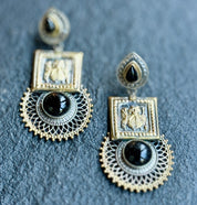 Earring 925 Silver- Onyx Srinath Ji Statement