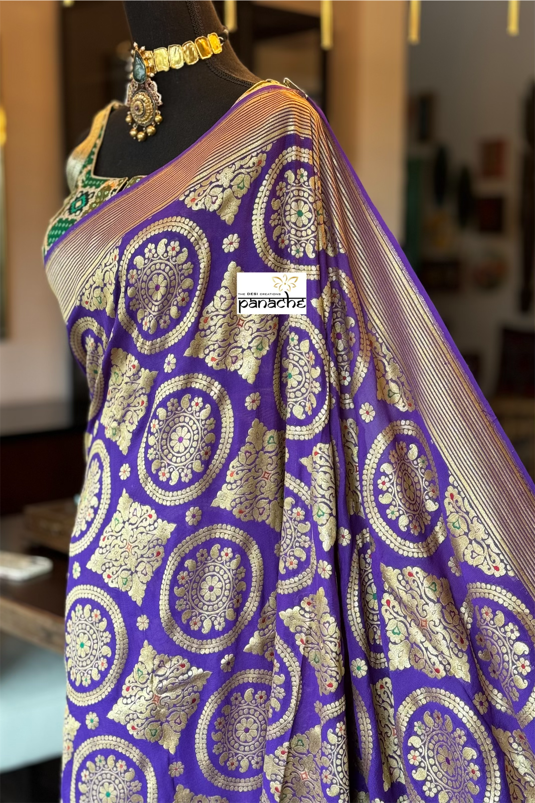 Khaddi Georgette Banarasi - Purple Meenakari