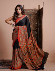 Modal Silk Ajrakh - Black Red