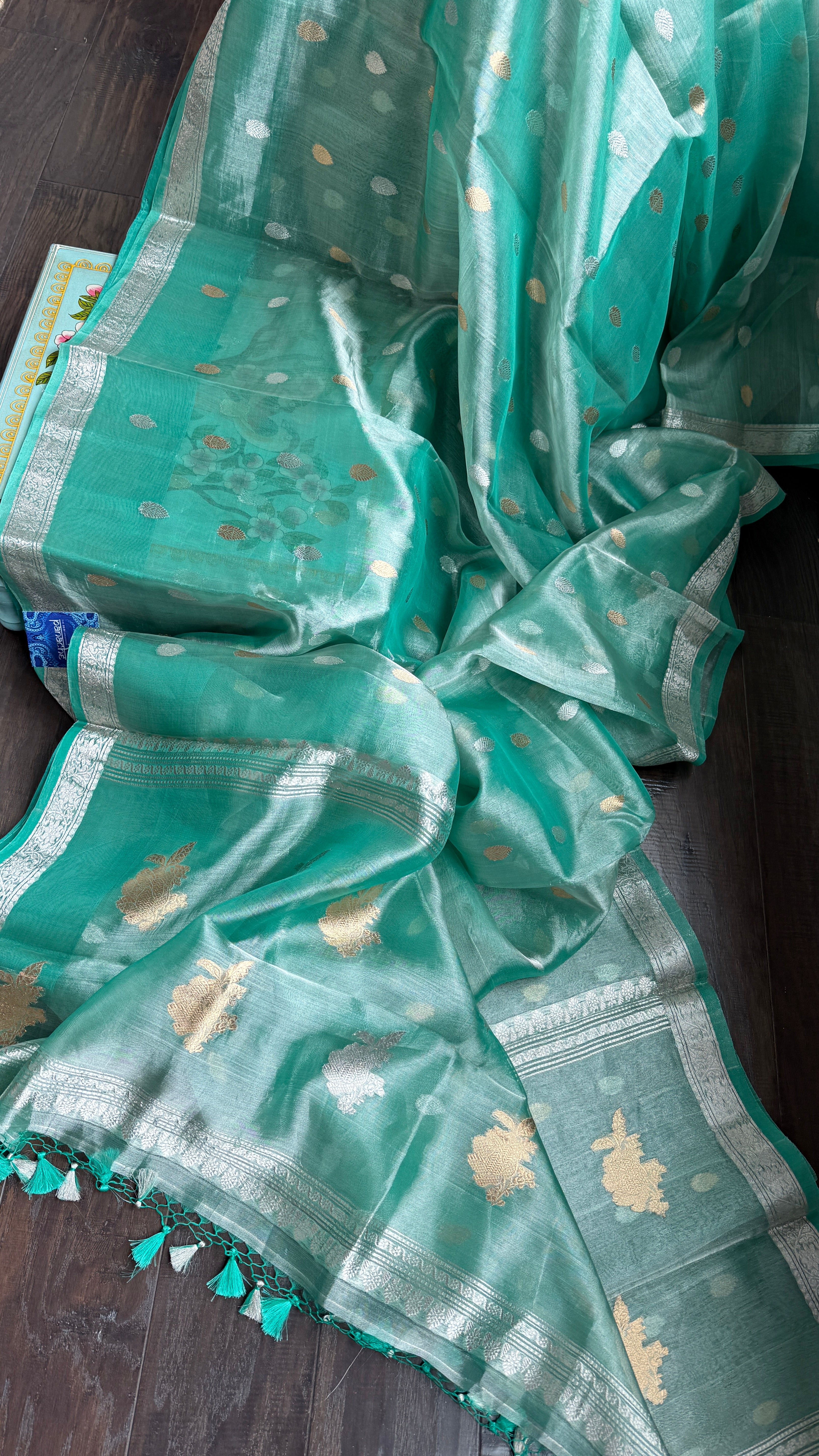 Tissue Organza Silk Banarasi - Sea-foam Green