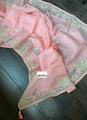 Designer Organza - Pink Embroidered