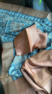 Pure Tussar Silk - Brown Grayish Black