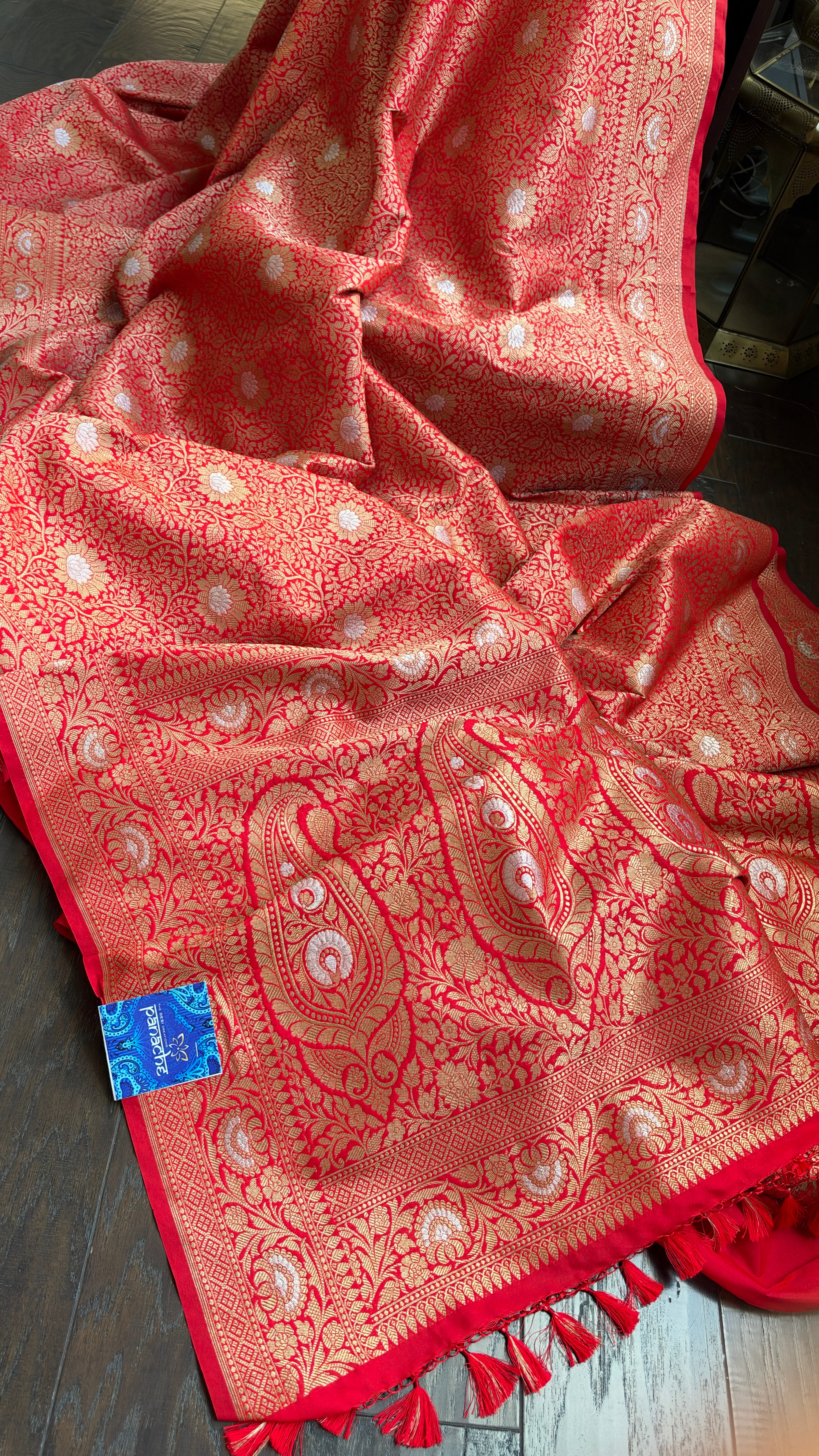 Soft Silk Brocade Banarasi - Red Sona Rupa Zari