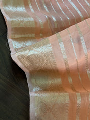 Cotton Silk Banarasi - Peach Antique Zari