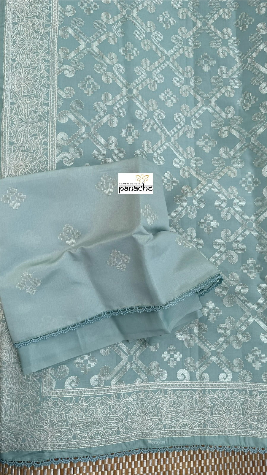 Designer Soft Silk - Light Blue Embroidered