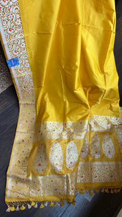 Pure Katan Silk Kadhua Banarasi - Yellow