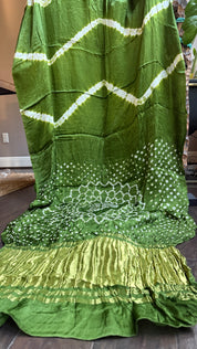 Modal Silk Makdi Bandhej - Green Shibori