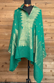 Kashmiri Pashmina Stole - Sea Green Resham Woven