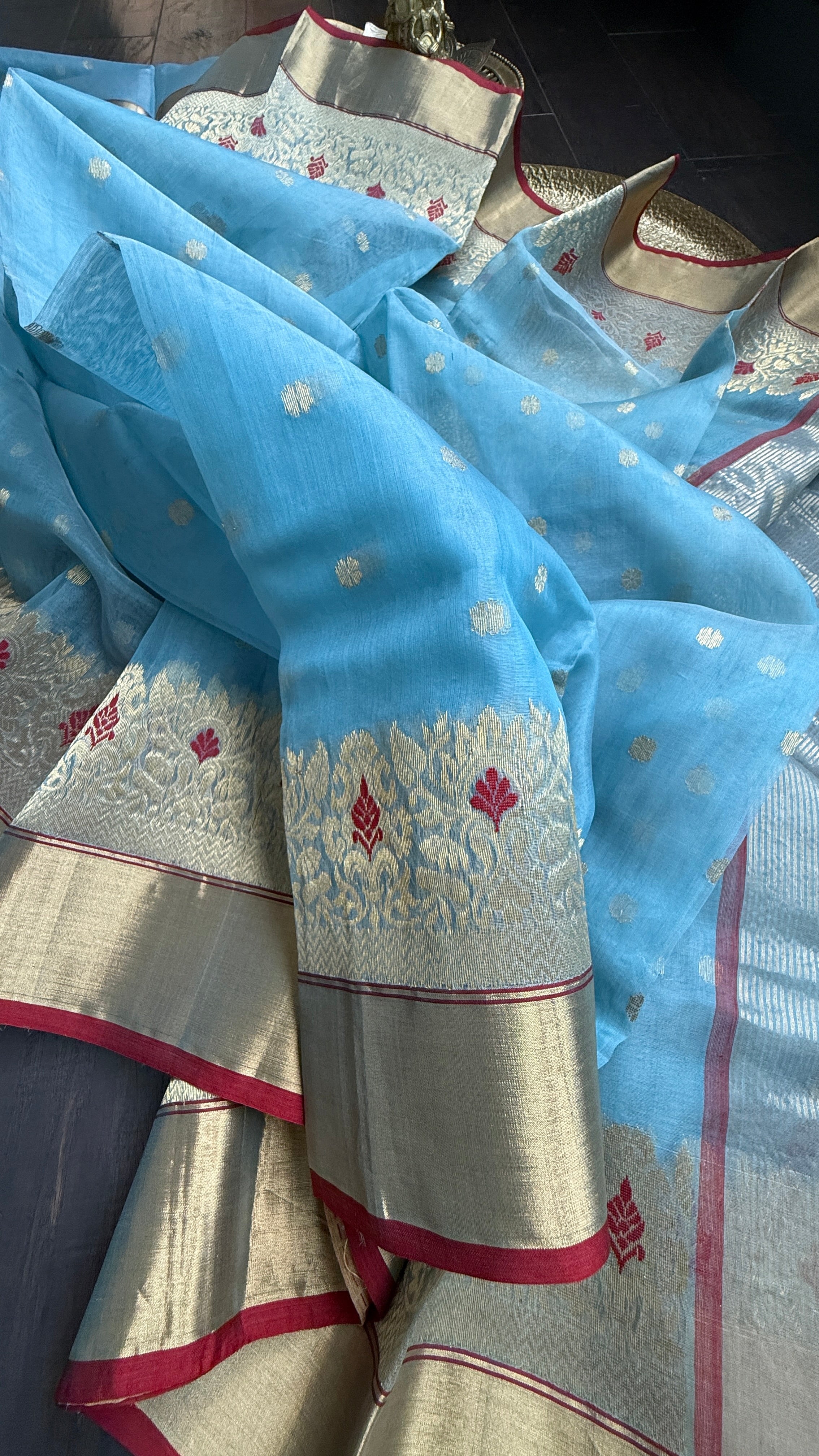 Chanderi Organza Silk - Light Blue