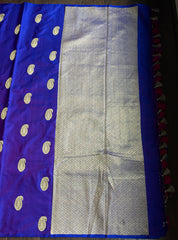 Pure Silk Mashru Borderless Banarasi- Blue Purple Dual Tone