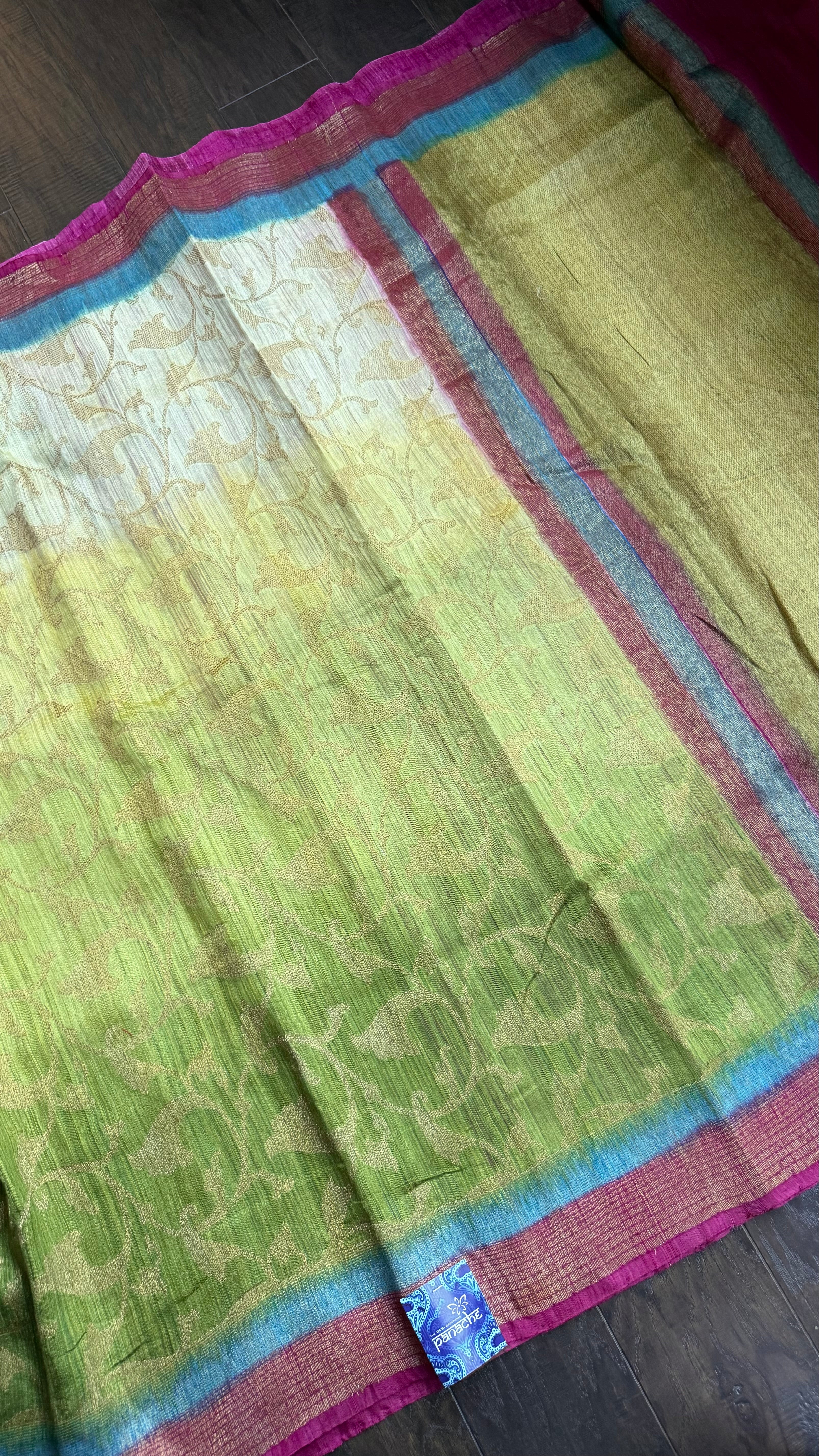 Gicha Tassur Silk Banarasi - Beige Green Shaded