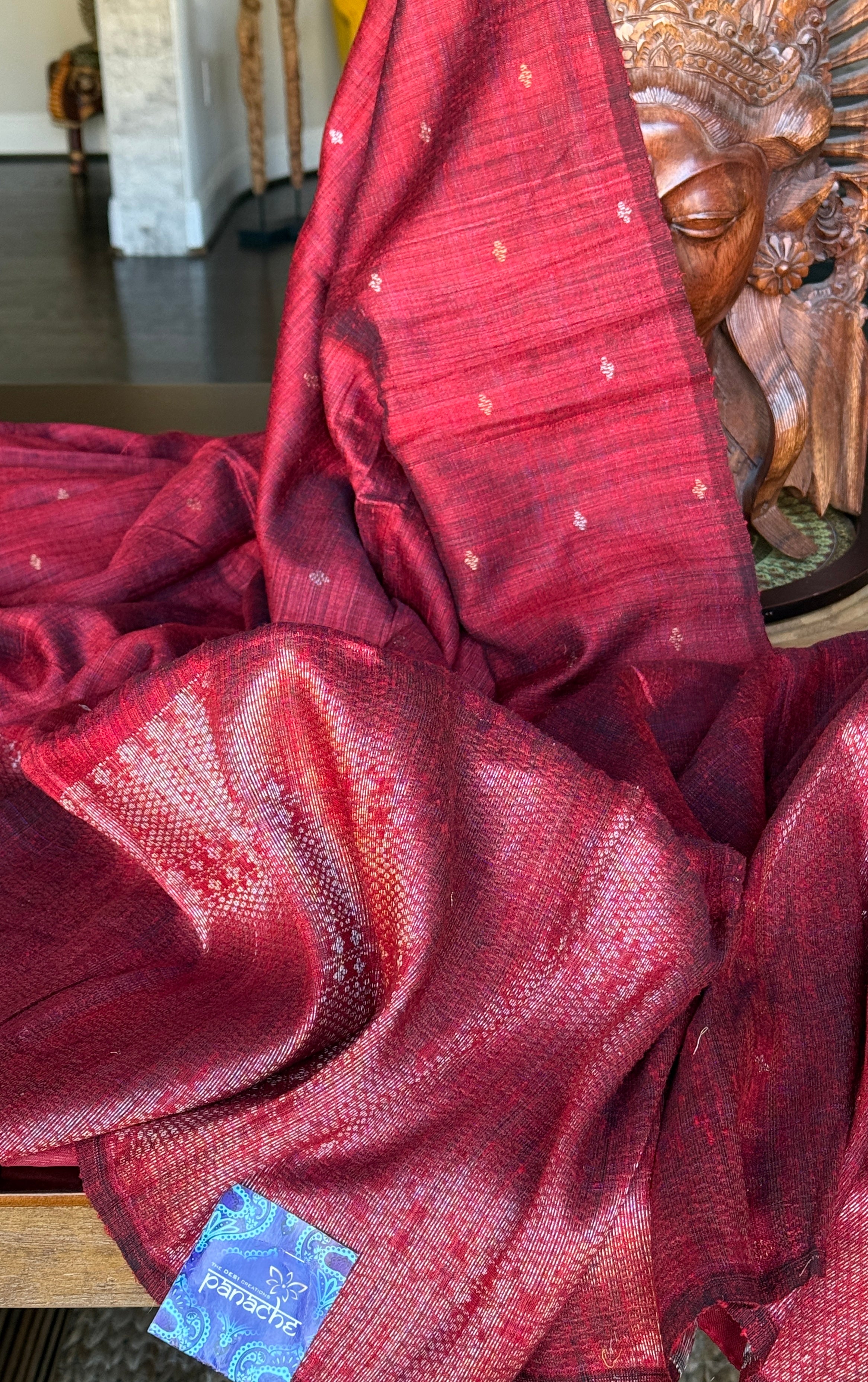 Pure Matka Silk - Maroon Zari Woven
