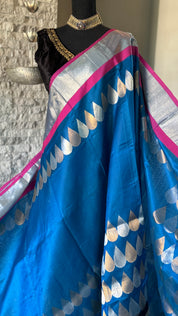 Pure Chanderi Pattu Silk - Royal Blue