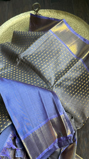 Pure Silk Kanjivaram - Grey Violet 2g Pure Zari Bridal Saree