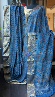 Dola Silk Ajrakh - Indigo 2