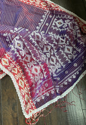 Jamdaani Soft - Purple White Checkered Woven