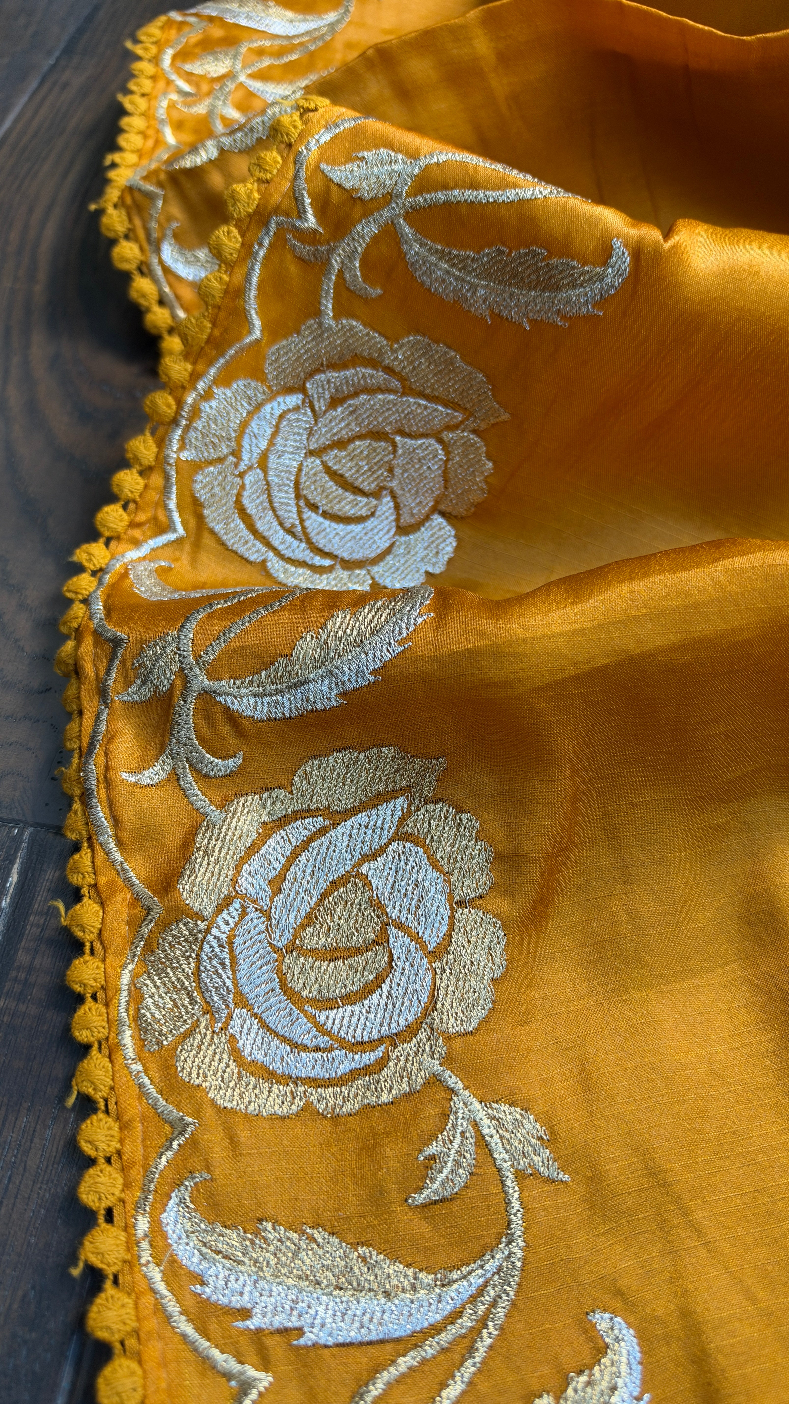 Soft Silk Embroidered - Mustard Yellow
