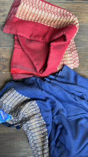 Pure Khadi Matka Cotton -  Blue Jute Handwoven