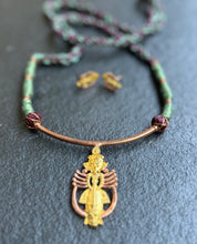 Copper Necklace Earring Set - Swastik