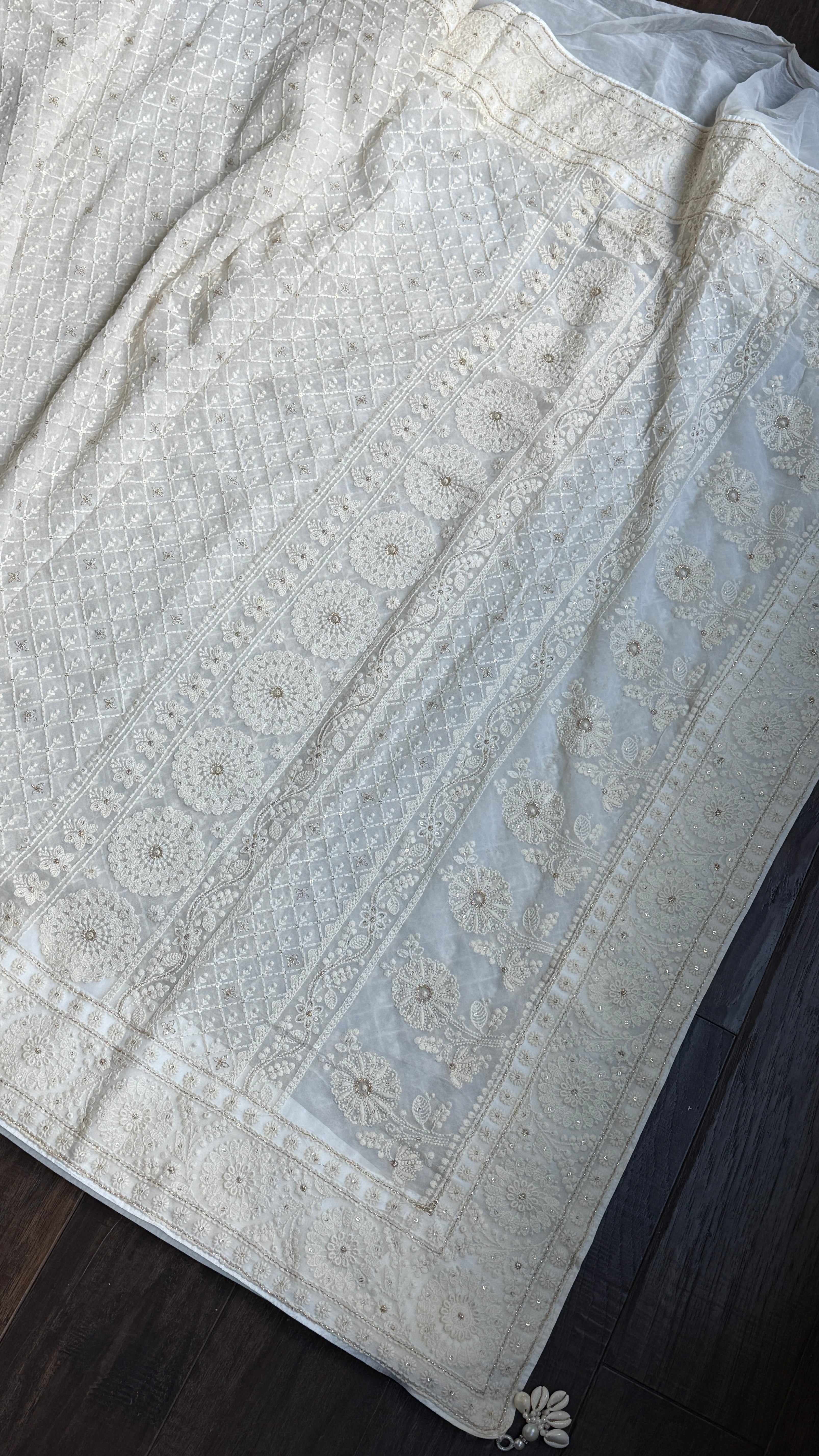 Designer Pure Georgette Chikankari - Ivory