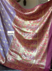 Khaddi Tussar Banarasi -  Light Purple Mauve Tilfi Antique Zari