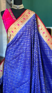 Khaddi Tussar Georgette Paithani Banarasi - Purplish Blue