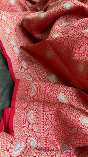 Soft Silk Brocade Banarasi - Red Sona Rupa Zari