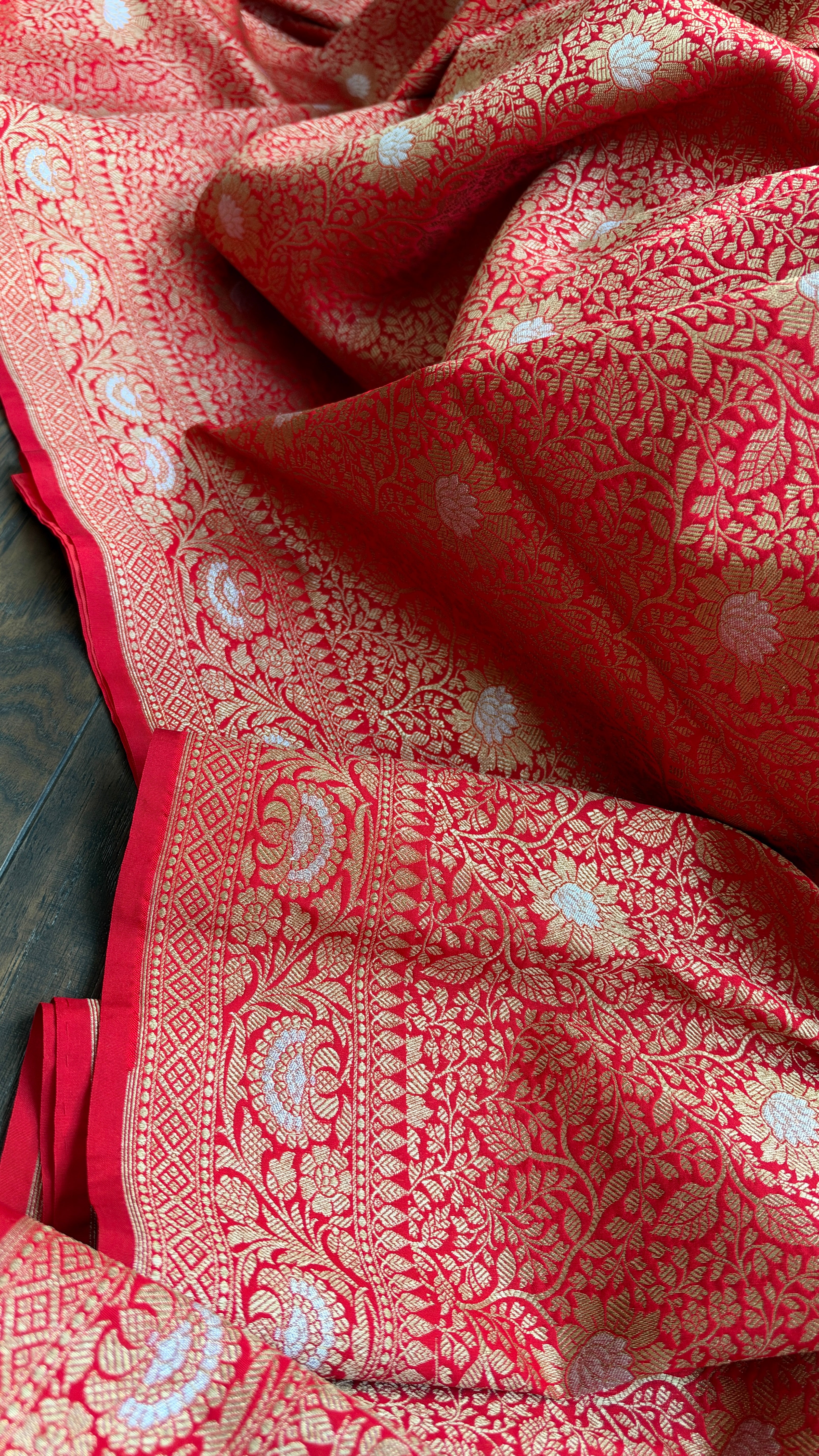 Soft Silk Brocade Banarasi - Red Sona Rupa Zari
