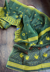 Dhakai Jamdani  - Dark Green