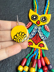 Jewelry Set - Hand-painted MultiColor Owl