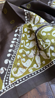 Bishnupur Silk Batik Soru Tuli -  Dark Brown