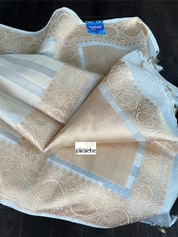 Organza Silk Banarasi - Cream Beige Golden